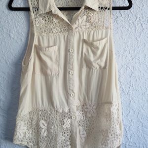 Sanssouci- Lace and Linen Tank Top